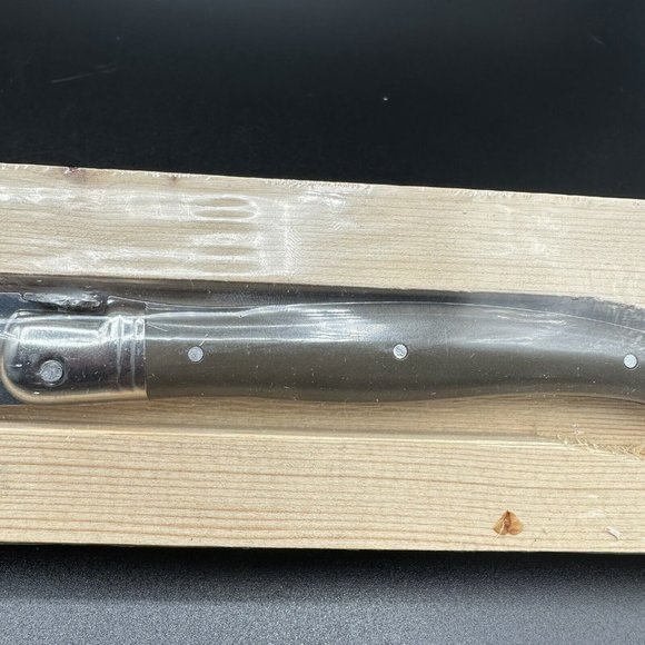 Laguiole Cheese Knife Stainless Khaki Brown Fork Tip French Authenticity Certif - Picture 9 of 9